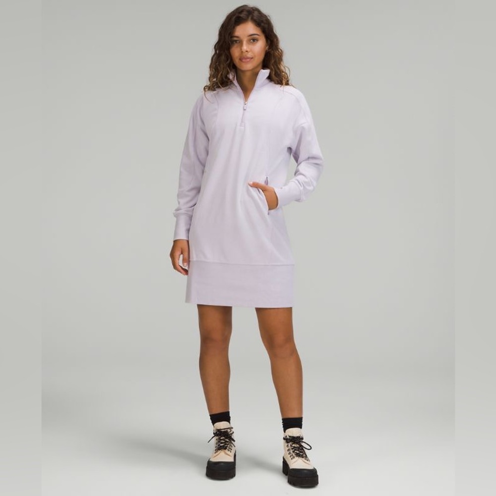 NEW!  Lululemon Softstreme Long Sleeve Half Zip Dress Faint Lavender Purple 6